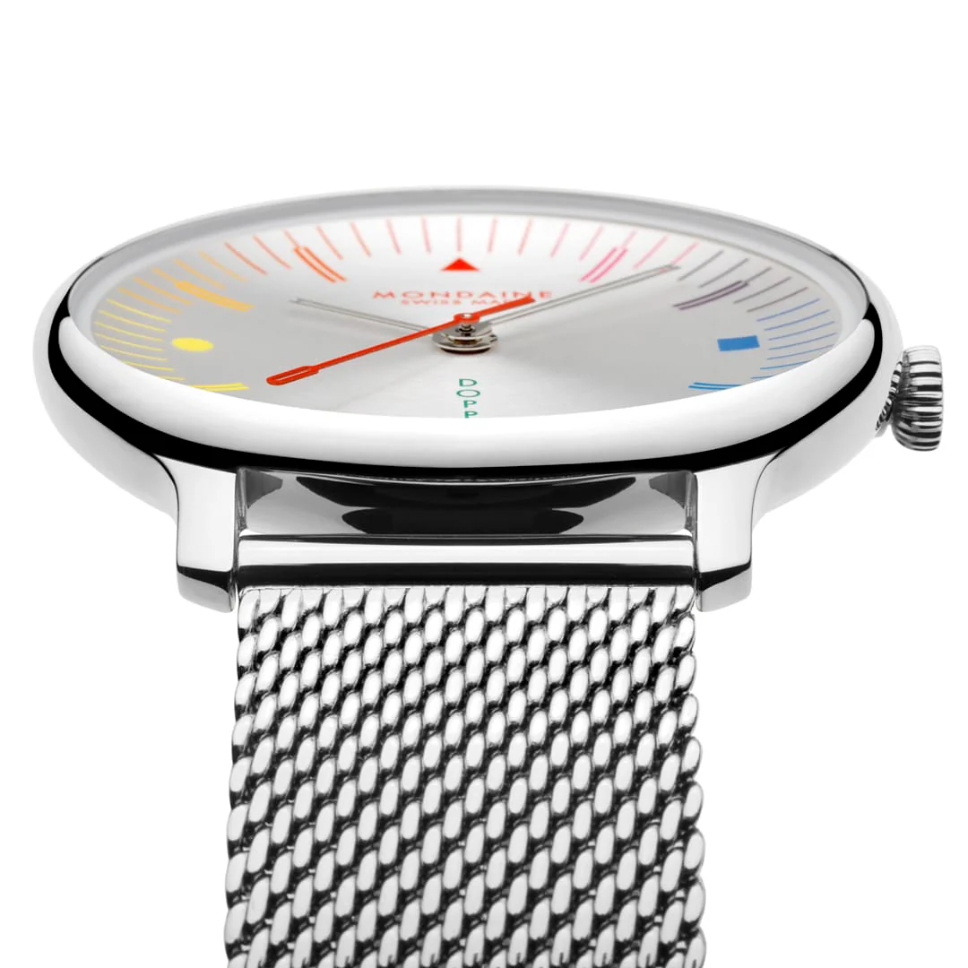 Doppio, Polished Steel, 33 mm, Stainless Steel Mesh - Image 3