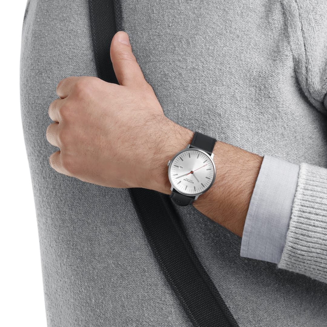 Doppio, Brushed Steel, 41 mm, Black Vegan Grape Leather - Image 11