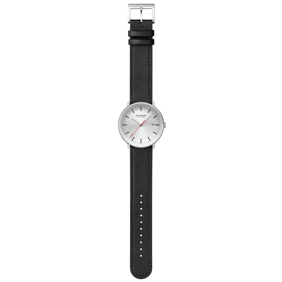 Doppio, Brushed Steel, 41 mm, Black Vegan Grape Leather - Image 6