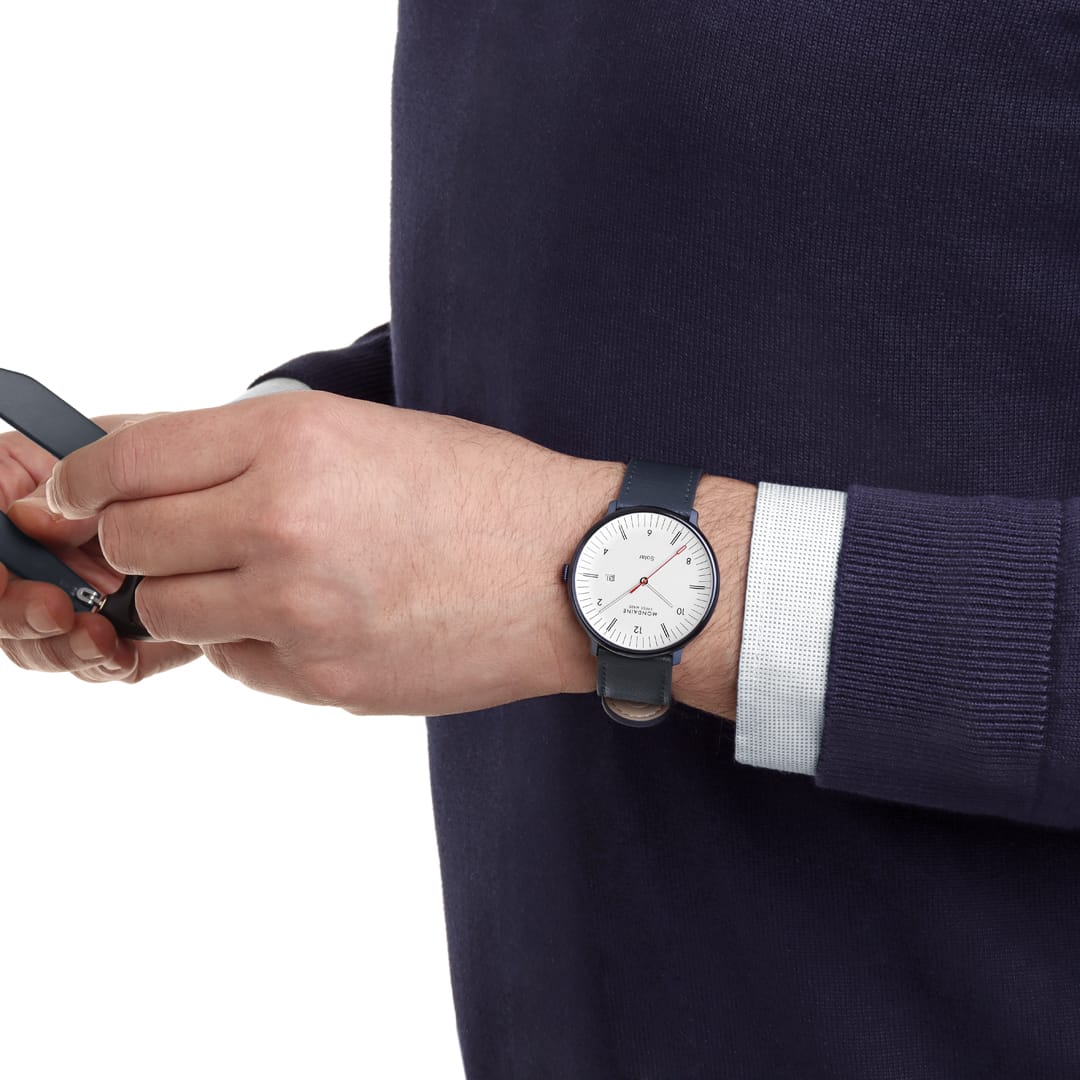 Doppio Solar, Polished Steel, 41 mm, Blue Vegan Apple Leather - Image 10