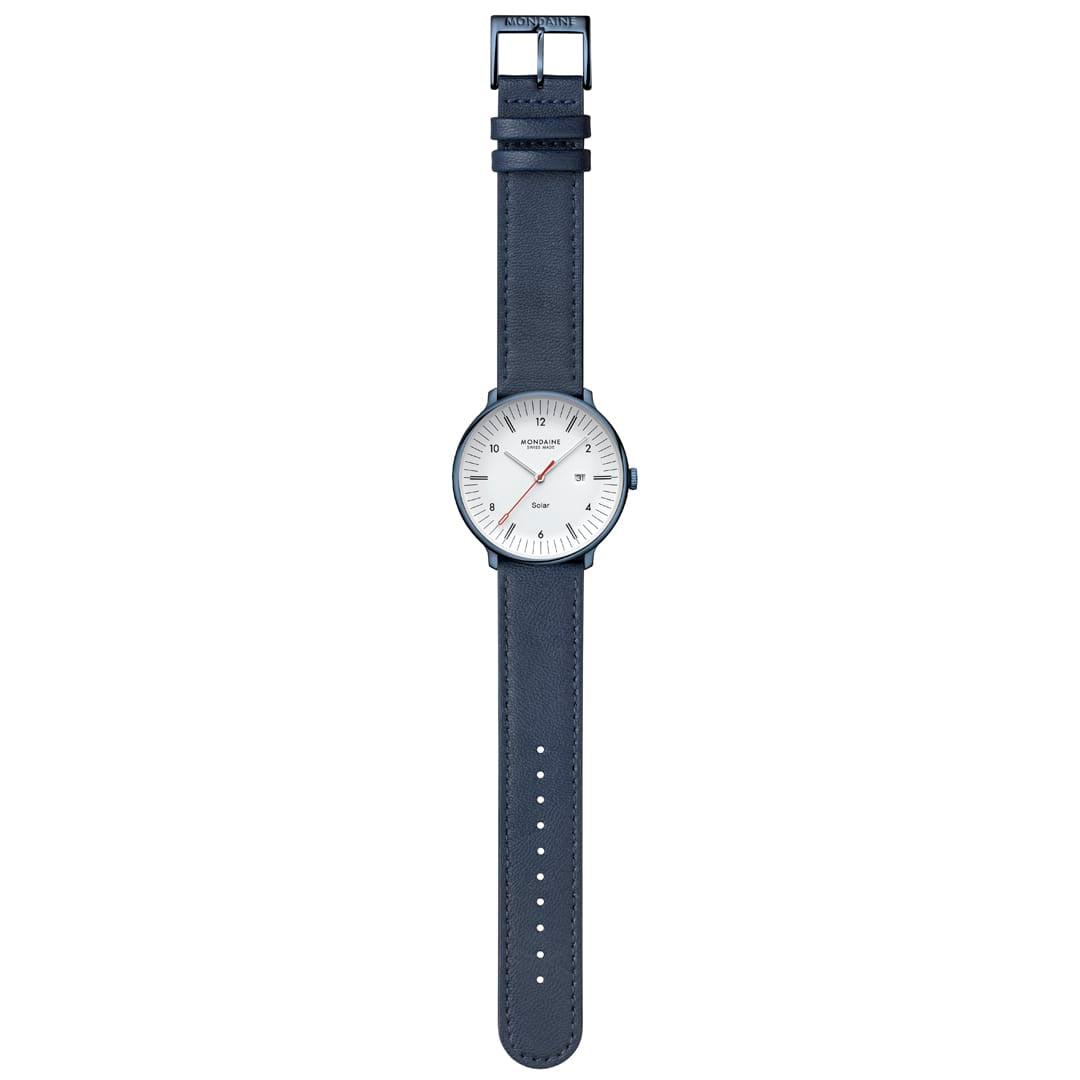 Doppio Solar, Polished Steel, 41 mm, Blue Vegan Apple Leather - Image 5