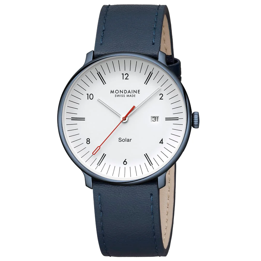 Doppio Solar, Polished Steel, 41 mm, Blue Vegan Apple Leather - Image 7