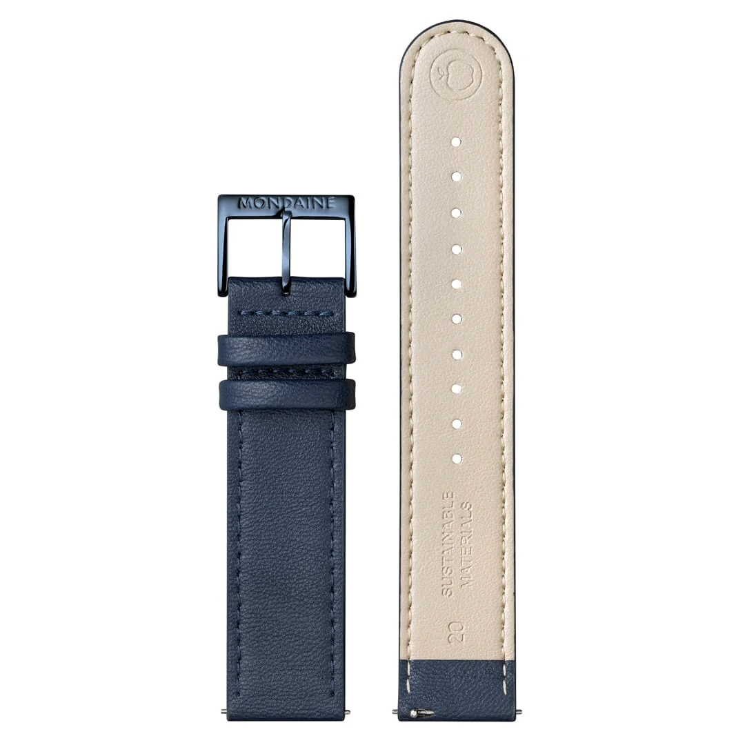 Doppio Solar, Polished Steel, 41 mm, Blue Vegan Apple Leather - Image 8