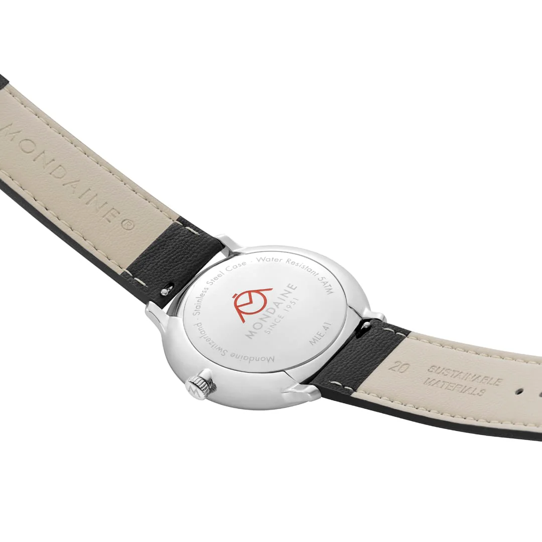 Doppio Solar, Polished Steel, 41 mm, Black Vegan Grape Leather - Image 3