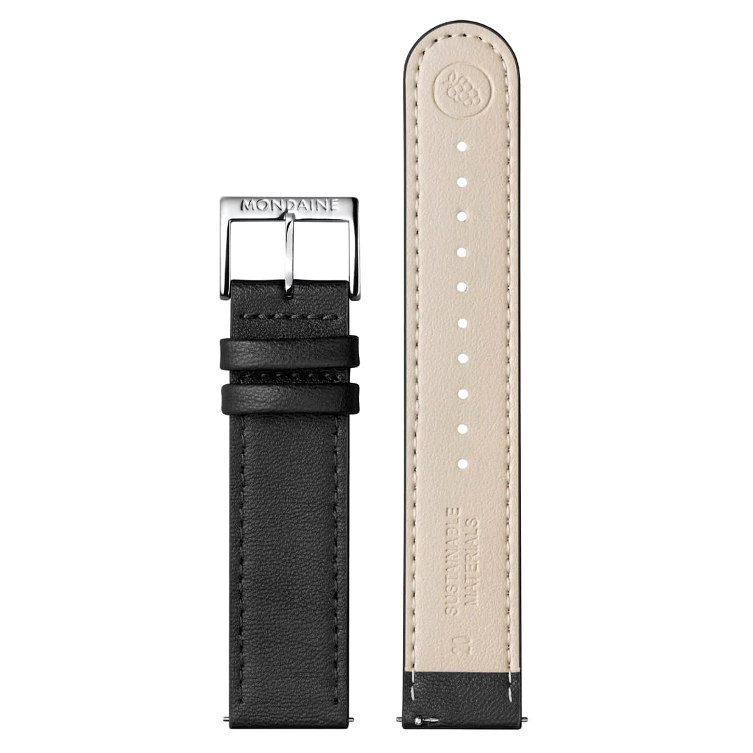 Doppio Solar, Polished Steel, 41 mm, Black Vegan Grape Leather - Image 8