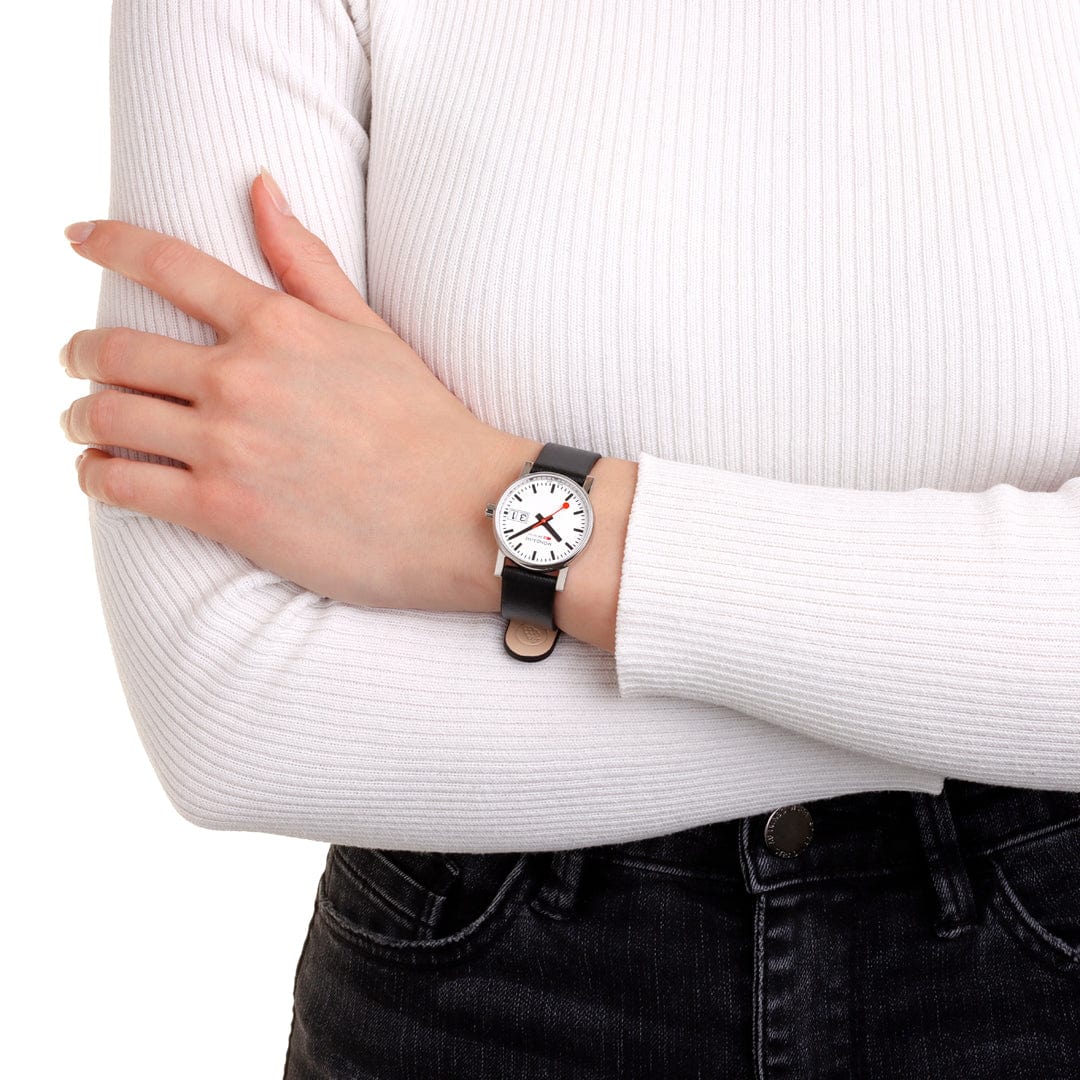 EVO2, Polished Steel, 30 mm, Black Vegan Grape Leather - Image 2