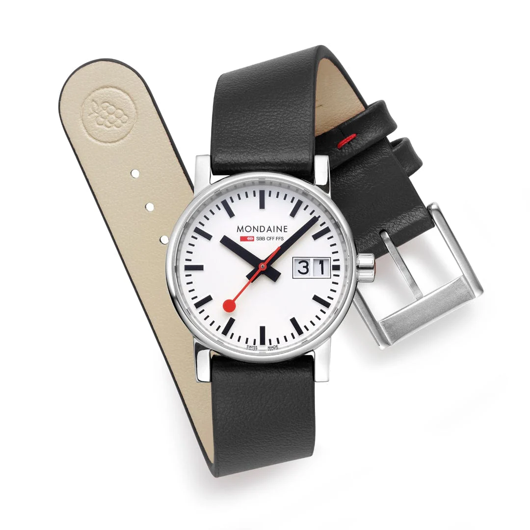 EVO2, Polished Steel, 30 mm, Black Vegan Grape Leather - Image 8