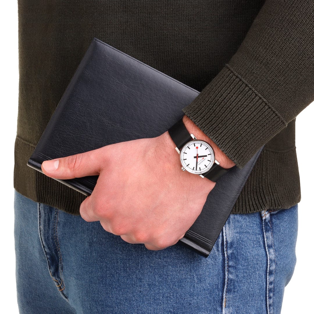 EVO2, Polished Steel, 35 mm, Black Vegan Grape Leather - Image 3
