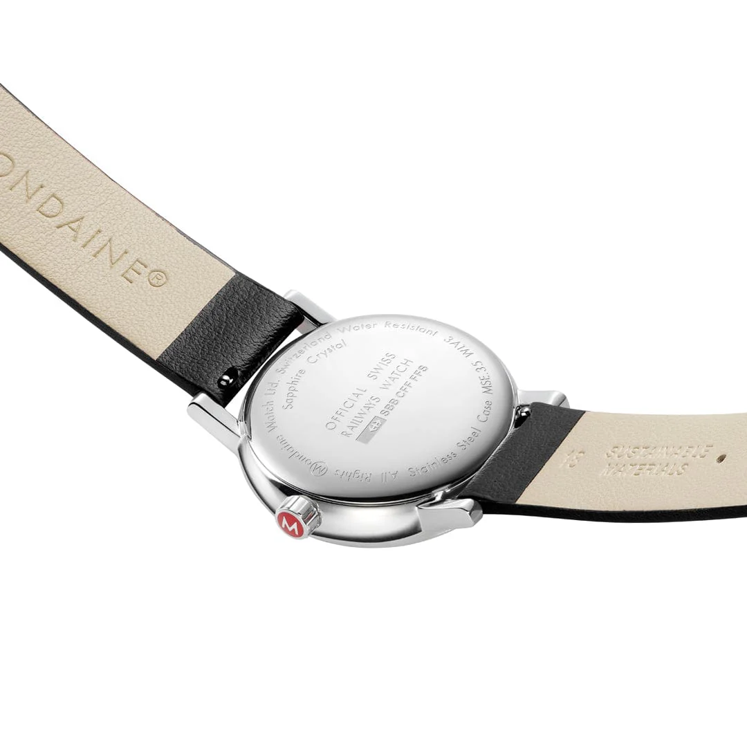 EVO2, Polished Steel, 35 mm, Black Vegan Grape Leather - Image 5