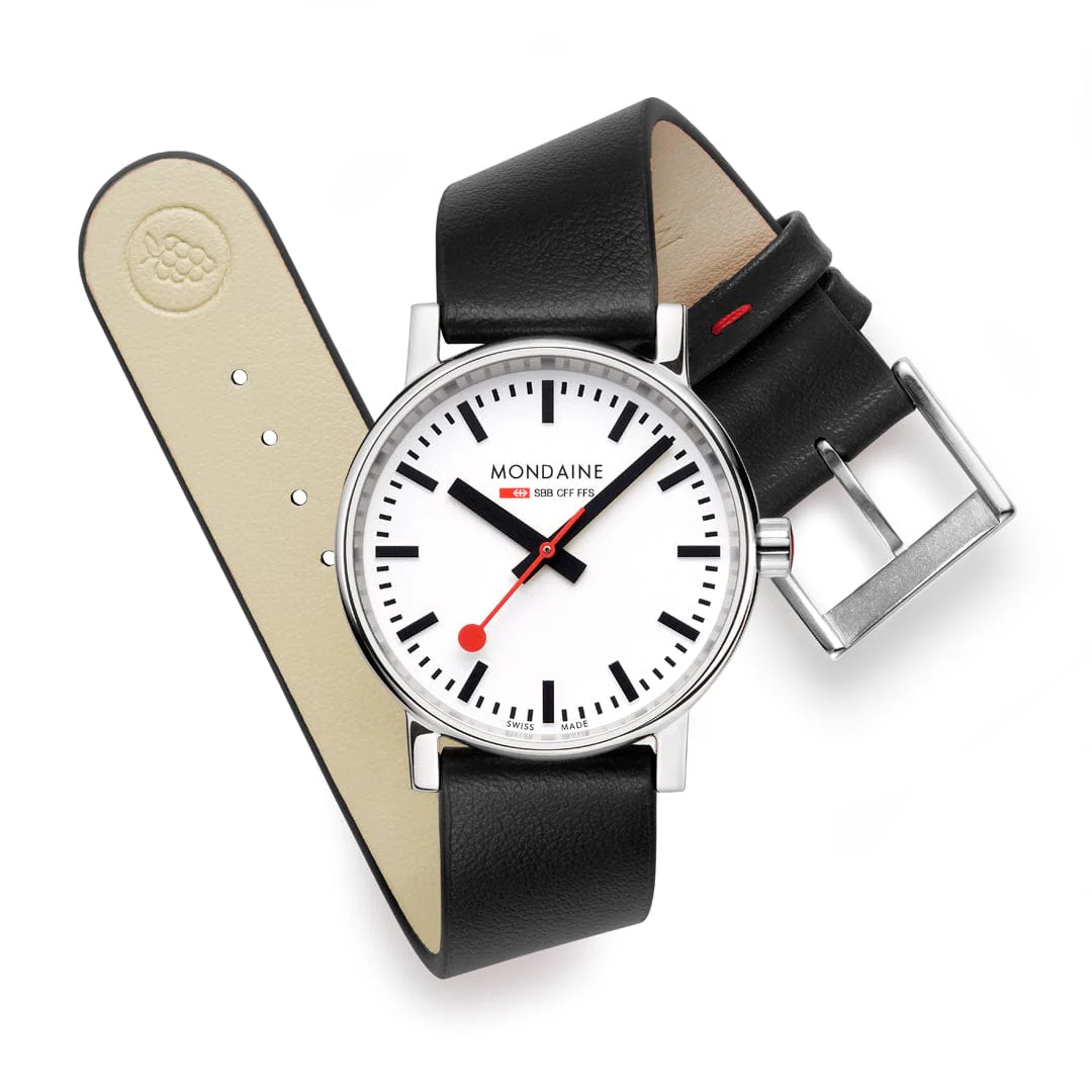 EVO2, Polished Steel, 35 mm, Black Vegan Grape Leather - Image 9