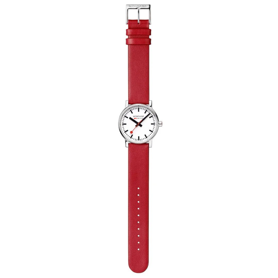 EVO2, Polished Steel, 35 mm, Red Vegan Grape Leather - Image 11