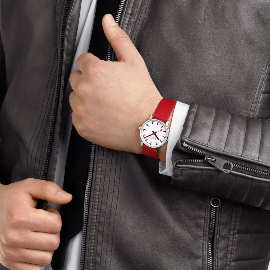 EVO2, Polished Steel, 35 mm, Red Vegan Grape Leather - Image 3