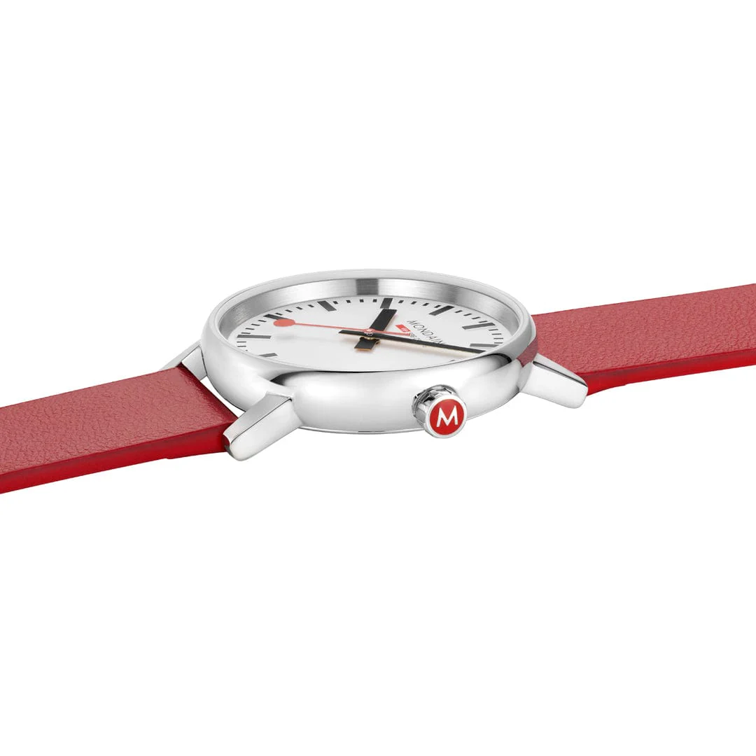 EVO2, Polished Steel, 35 mm, Red Vegan Grape Leather - Image 4